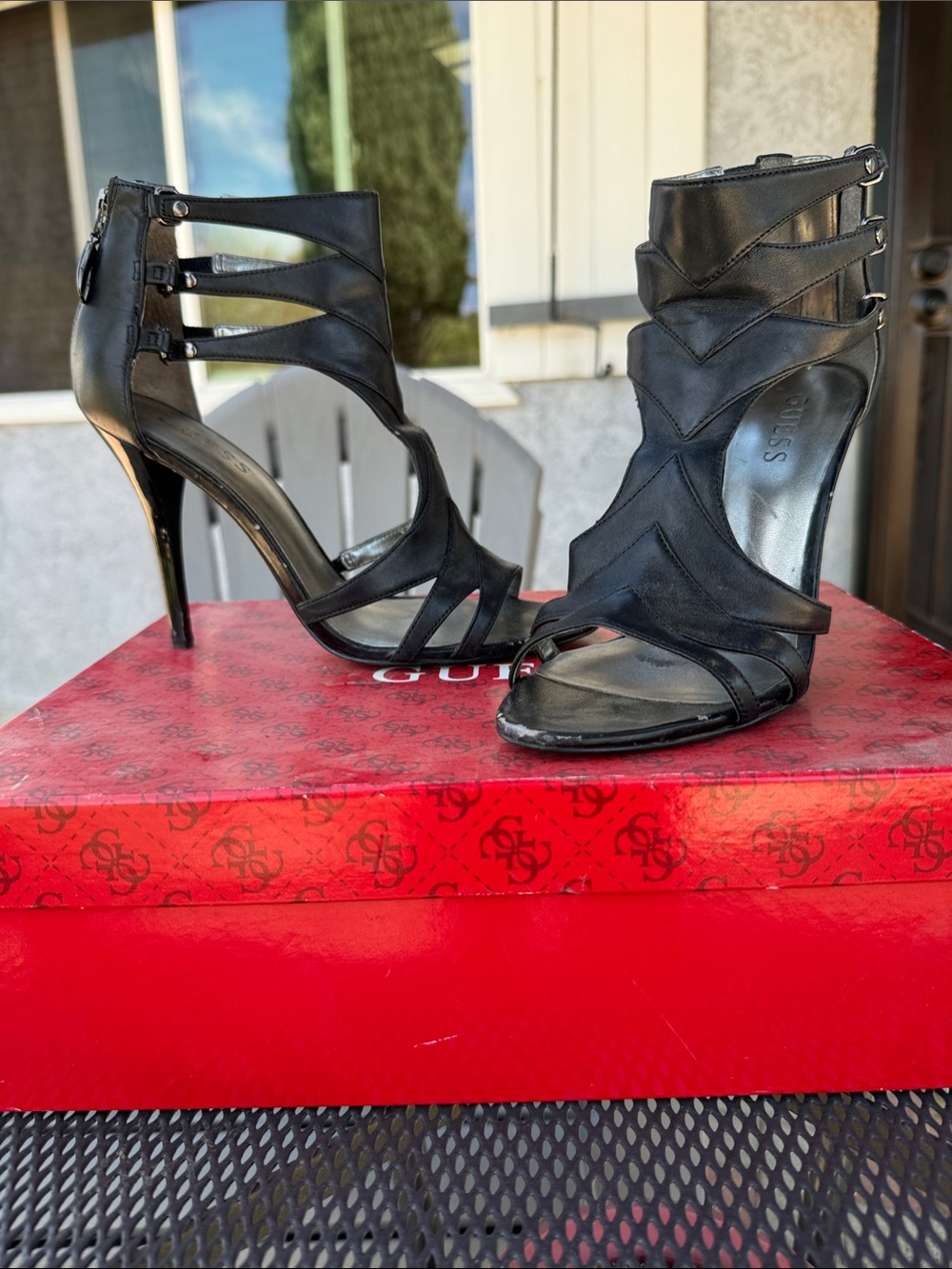 Guess Black Strappy Stiletto Sandals